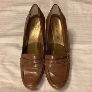 Dark tan Bandolino wedge heels 7M